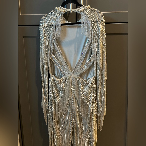 NWT - ASOS EDITION SEQUIN AND PEARL JUMPSUIT WITH FRINGING - Women’s size: 12 - Picture 13 of 16